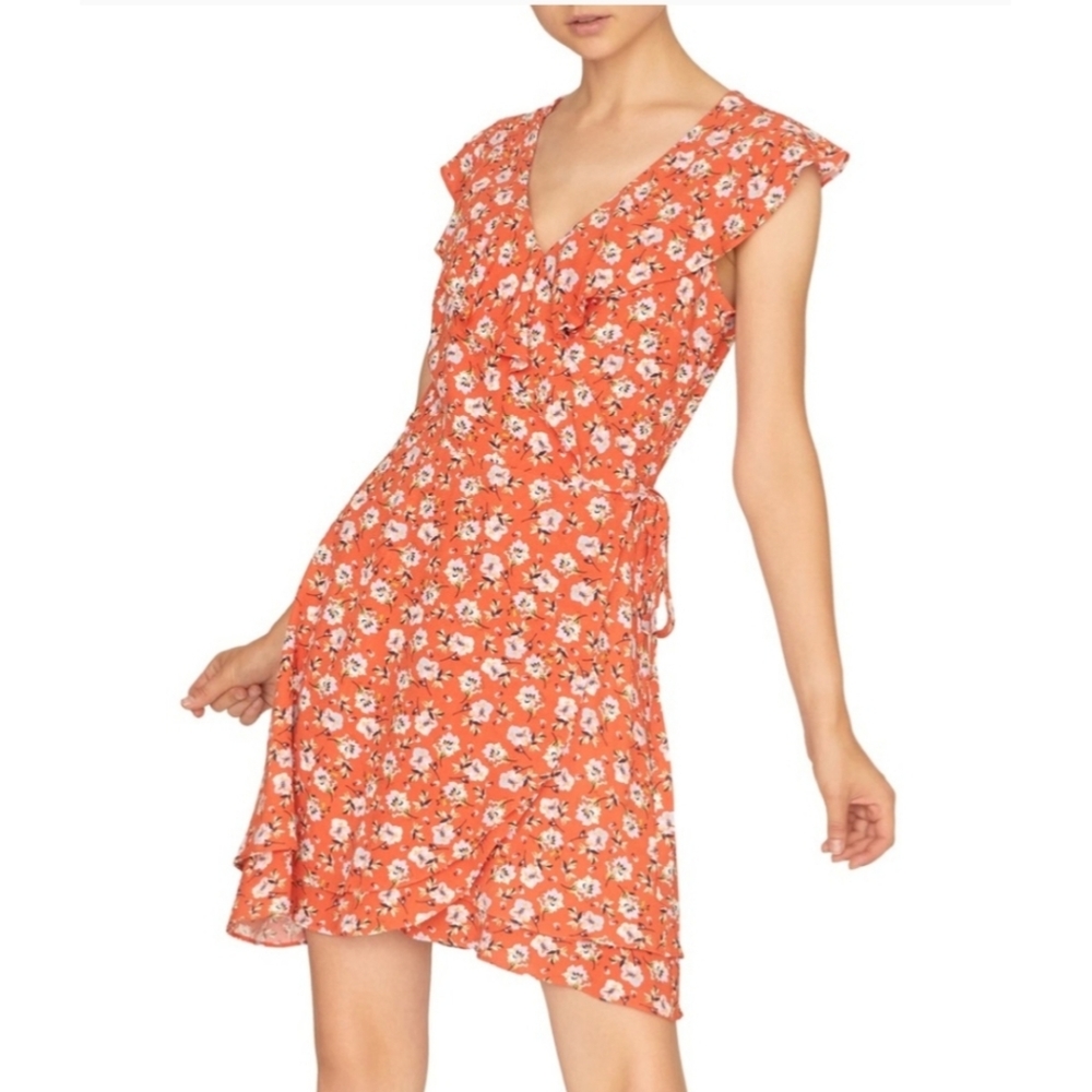 Womens Sanctuary wrap around dress orange and floral size M